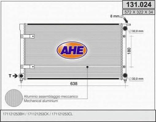AHE 131024 Радиатор, охлаждение двигателя