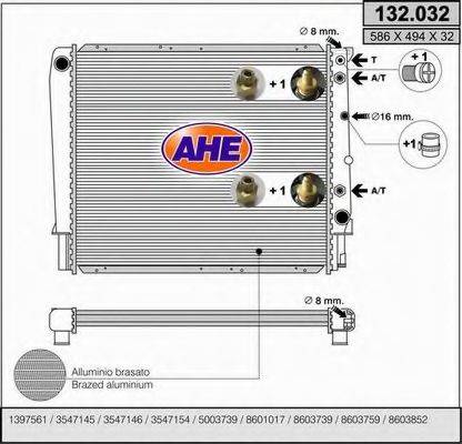 Радиатор, охлаждение двигателя AHE 132.032