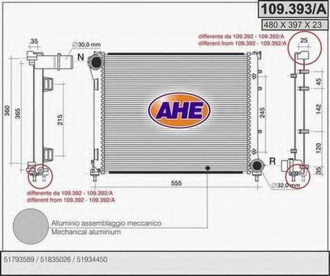AHE 109393A Радиатор, охлаждение двигателя