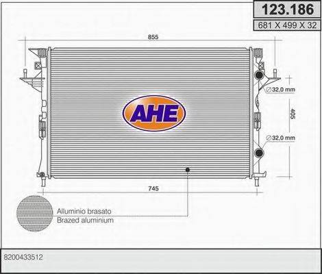 Радиатор, охлаждение двигателя AHE 123.186