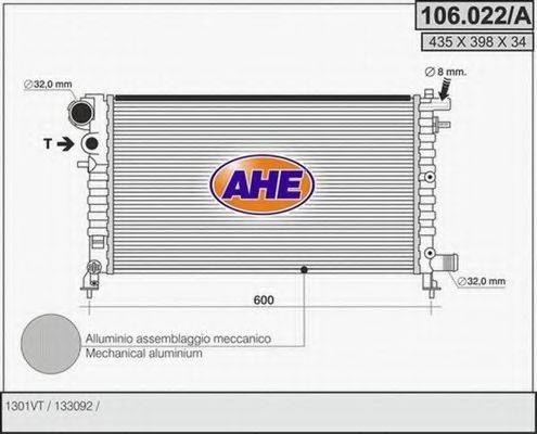 Радиатор, охлаждение двигателя AHE 106.022/A