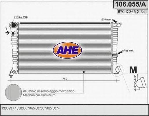 Радіатор, охолодження двигуна AHE 106.055/A