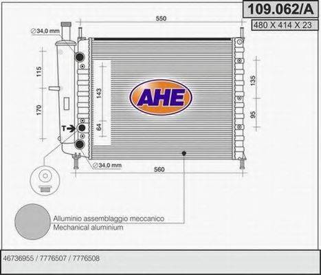 Радиатор, охлаждение двигателя AHE 109.062/A