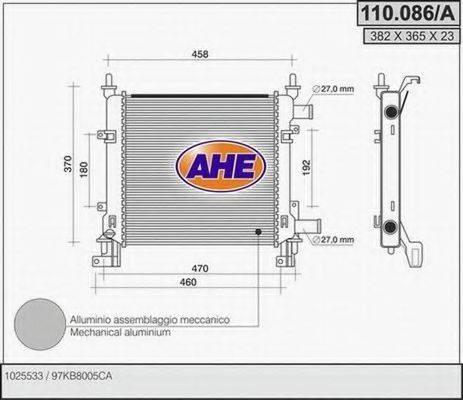 AHE 110086A Радиатор, охлаждение двигателя