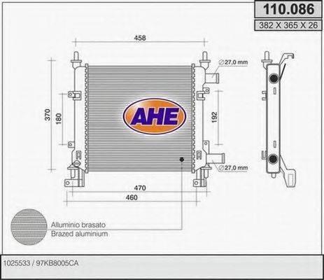 AHE 110086 Радіатор, охолодження двигуна