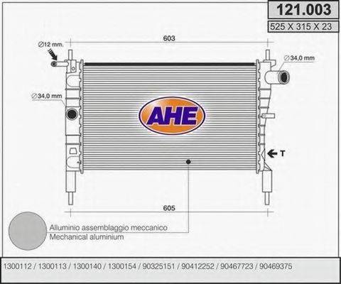 AHE 121003 Радиатор, охлаждение двигателя