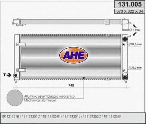 AHE 131005 Радиатор, охлаждение двигателя