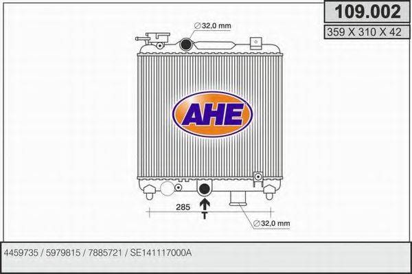 AHE 109002 Радиатор, охлаждение двигателя