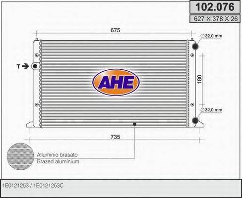 AHE 102076 Радиатор, охлаждение двигателя