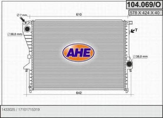 Радиатор, охлаждение двигателя AHE 104.069/O