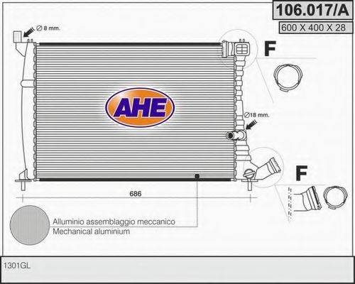 AHE 106017A Радиатор, охлаждение двигателя
