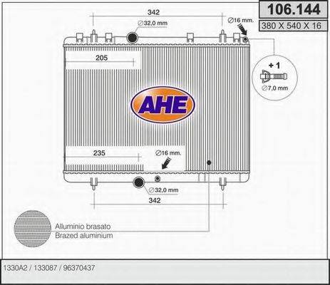 AHE 106144 Радиатор, охлаждение двигателя