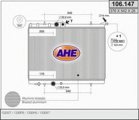 AHE 106147 Радиатор, охлаждение двигателя