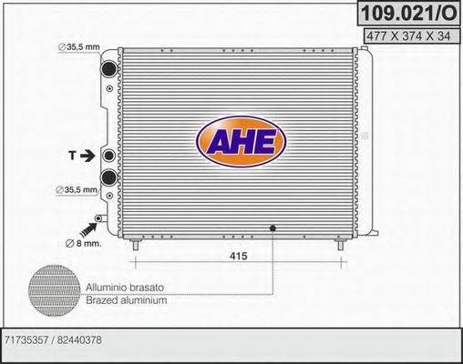 Радіатор, охолодження двигуна AHE 109.021/O