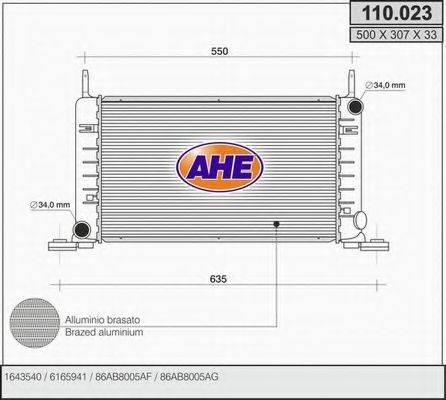 AHE 110023 Радіатор, охолодження двигуна