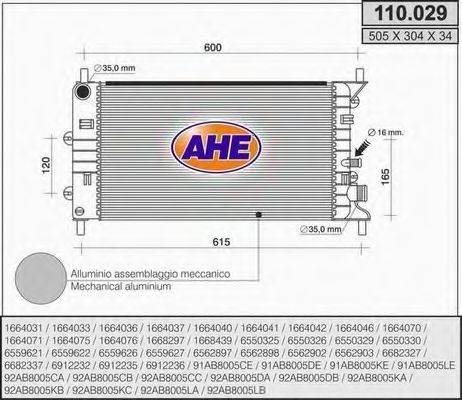 AHE 110029 Радиатор, охлаждение двигателя