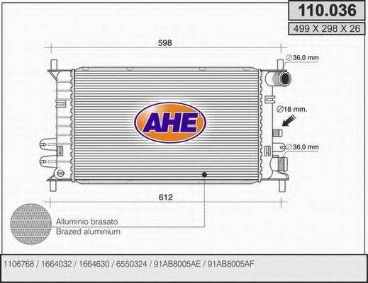 Радіатор, охолодження двигуна AHE 110.036