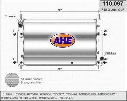 Радіатор, охолодження двигуна AHE 110.097