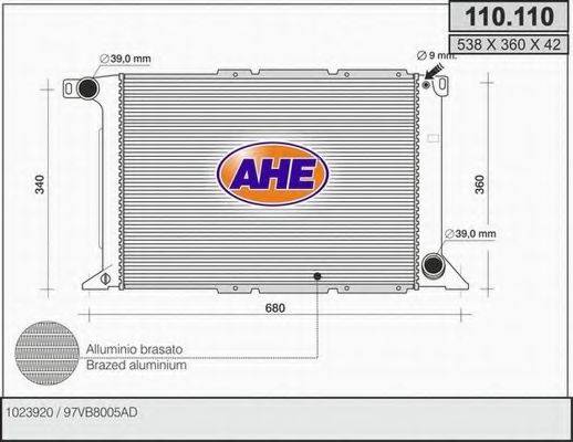 AHE 110110 Радіатор, охолодження двигуна