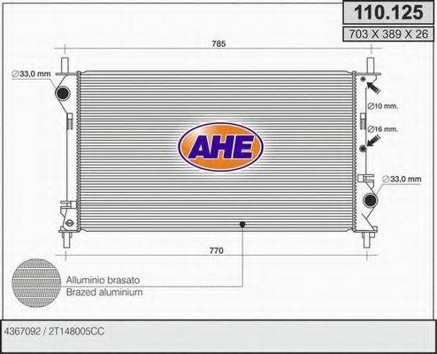 AHE 110125 Радиатор, охлаждение двигателя