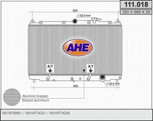 AHE 111018 Радиатор, охлаждение двигателя