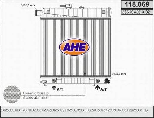 AHE 118069 Радиатор, охлаждение двигателя