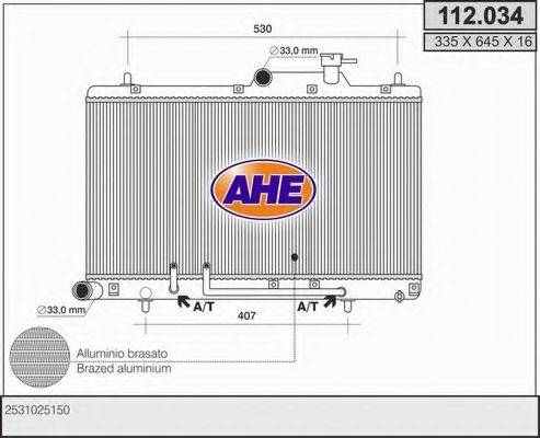 AHE 112034 Радиатор, охлаждение двигателя