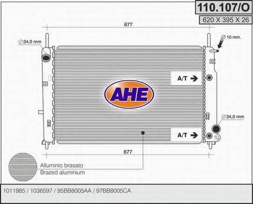 AHE 110107O Радиатор, охлаждение двигателя