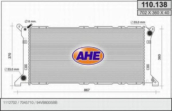AHE 110138 Радиатор, охлаждение двигателя
