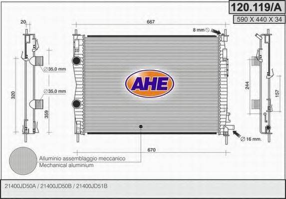 AHE 120119A Радиатор, охлаждение двигателя