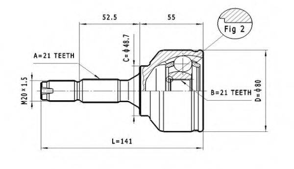 STATIM C118 Шарнірний комплект, приводний вал