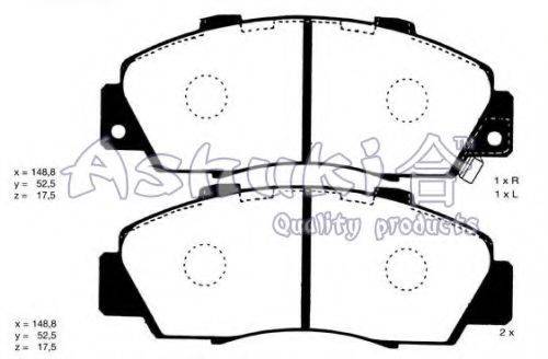 Комплект тормозных колодок, дисковый тормоз ASHUKI H025-42A