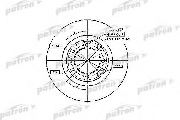 PATRON PBD2607 Тормозной диск