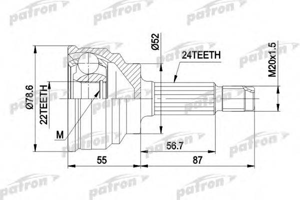 PATRON PCV1024 Шарнирный комплект, приводной вал