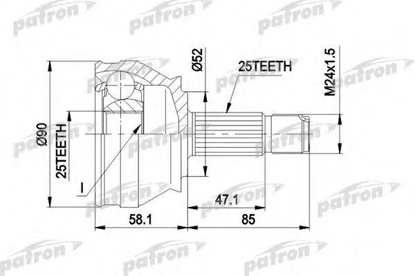 PATRON PCV1032 Шарнирный комплект, приводной вал