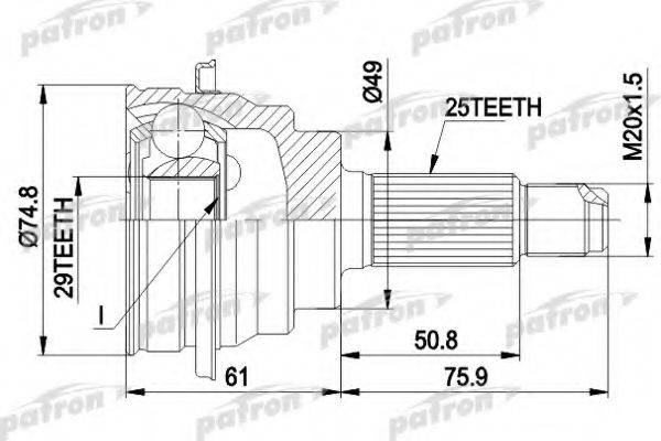 PATRON PCV1039 Шарнирный комплект, приводной вал