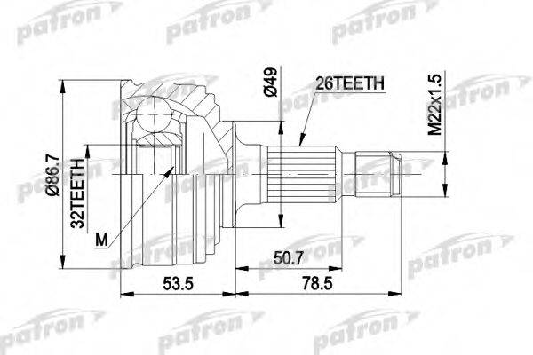 PATRON PCV1045 Шарнірний комплект, приводний вал