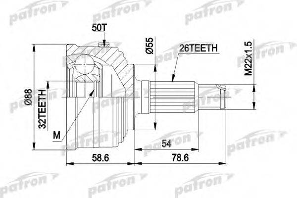 PATRON PCV1053 Шарнирный комплект, приводной вал