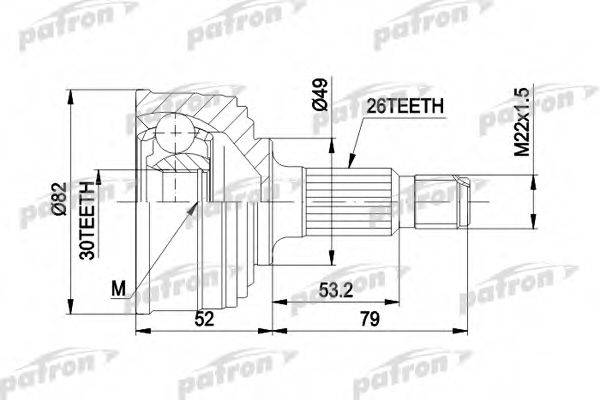 PATRON PCV1054 Шарнирный комплект, приводной вал