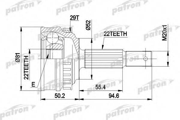 PATRON PCV1056 Шарнирный комплект, приводной вал