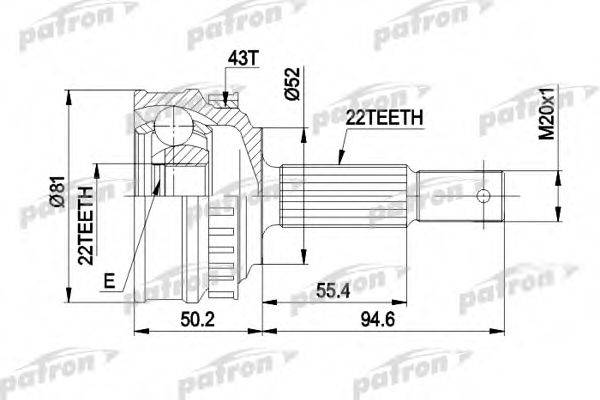 PATRON PCV1057 Шарнирный комплект, приводной вал