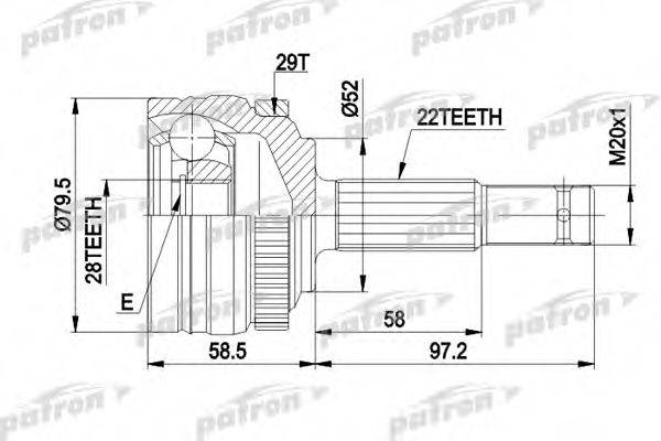PATRON PCV1116 Шарнірний комплект, приводний вал