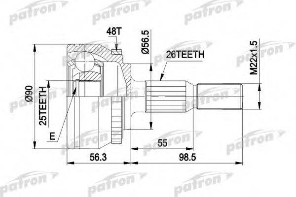 PATRON PCV1133 Шарнирный комплект, приводной вал