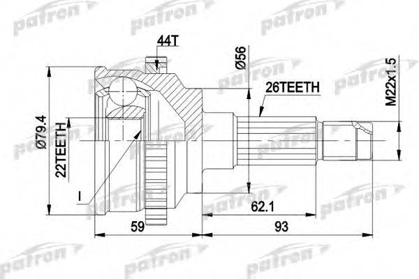 PATRON PCV1141 Шарнирный комплект, приводной вал