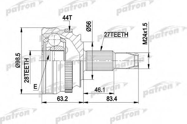 PATRON PCV1152 Шарнірний комплект, приводний вал