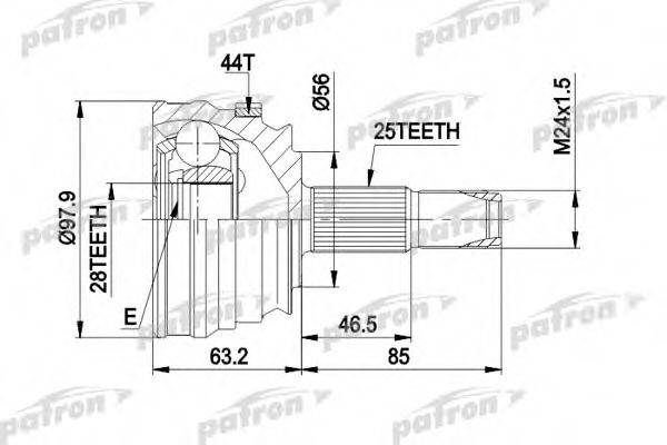 PATRON PCV1153 Шарнирный комплект, приводной вал