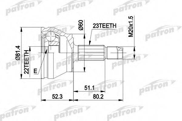 PATRON PCV1156 Шарнирный комплект, приводной вал