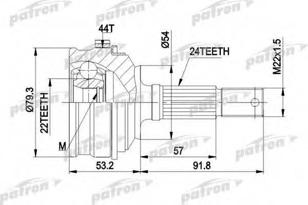 PATRON PCV1159 Шарнирный комплект, приводной вал