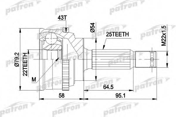 PATRON PCV1161 Шарнірний комплект, приводний вал