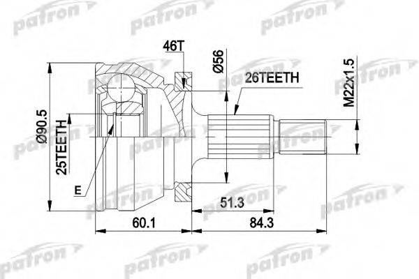 PATRON PCV1167 Шарнірний комплект, приводний вал